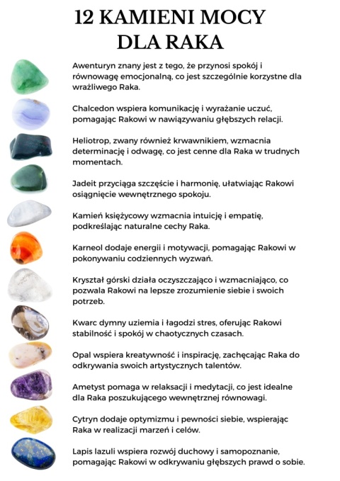 Bransoletka dla Raka 12 KAMIENI MOCY