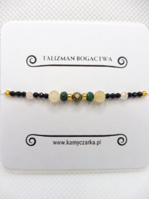 Bransoletka z Malachitem, Cytrynem i Pirytem Gold Bransoletka z Malachitem, Cytrynem i Pirytem Gold