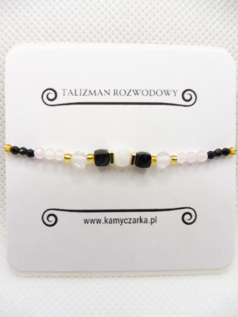 Bransoletka z Czarnym Turmalinem, Kamieniem Księżycowym i Kwarcem Różówym Gold Bransoletka z Czarnym Turmalinem, Kamieniem Księżycowym i Kwarcem Różówym Gold