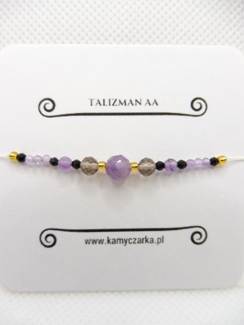 Bransoletka z Kwarcem Dymnym i Ametystem Gold Bransoletka z Kwarcem Dymnym i Ametystem Gold