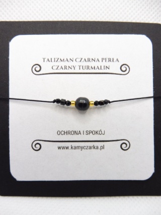 Bransoletka z Czarną Perłą i Czarnym Turmalinem Gold