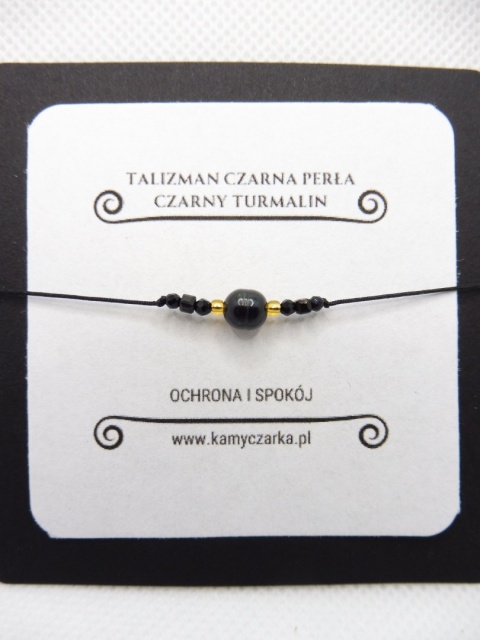 Bransoletka z Czarną Perłą i Czarnym Turmalinem Gold Bransoletka z Czarną Perłą i Czarnym Turmalinem Gold