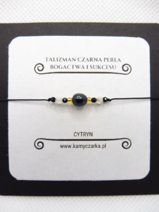 Bransoletka z Czarną Perłą i Cytrynem Gold