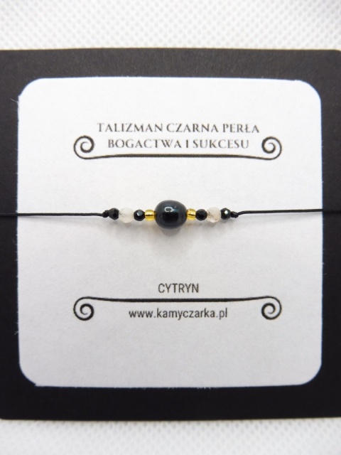 Bransoletka z Czarną Perłą i Cytrynem Gold