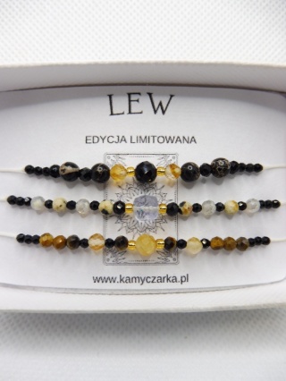 Zestaw Trzech Bransoletek z Kamieniami Naturalnymi Dla Lwa