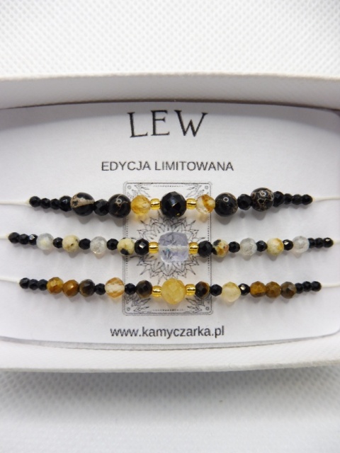 Zestaw Trzech Bransoletek z Kamieniami Naturalnymi Dla Lwa Zestaw Trzech Bransoletek z Kamieniami Naturalnymi Dla Lwa