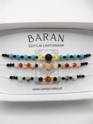 Zestaw Trzech Bransoletek z Kamieniami Naturalnymi Dla Barana