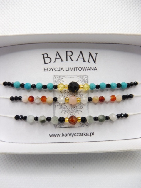 Zestaw Trzech Bransoletek z Kamieniami Naturalnymi Dla Barana Zestaw Trzech Bransoletek z Kamieniami Naturalnymi Dla Barana