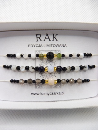 Zestaw Trzech Bransoletek z Kamieniami Naturalnymi Dla Raka