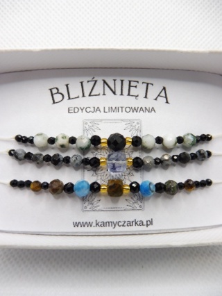 Zestaw Trzech Bransoletek z Kamieniami Naturalnymi Dla Bliźniąt