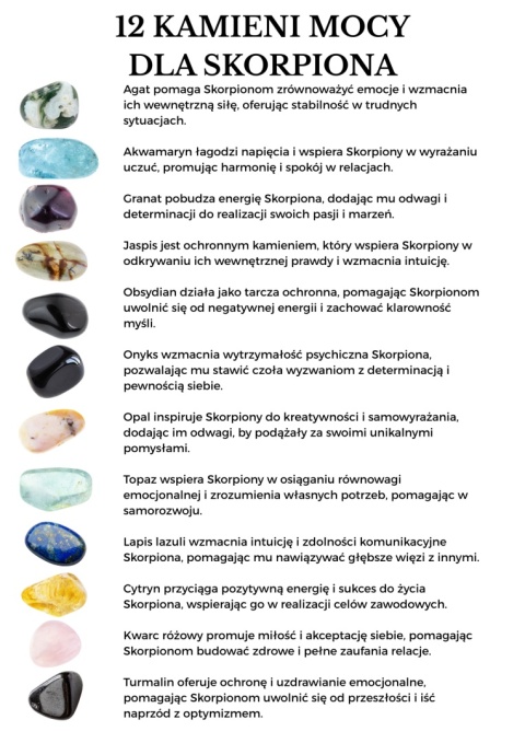 Bransoletka dla Skorpiona 12 KAMIENI MOCY