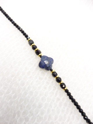 Bransoletka z Czarnym Turmalinem i Lapis Lazuli Gold