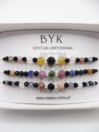 Zestaw Trzech Bransoletek z Kamieniami Naturalnymi Dla Byka