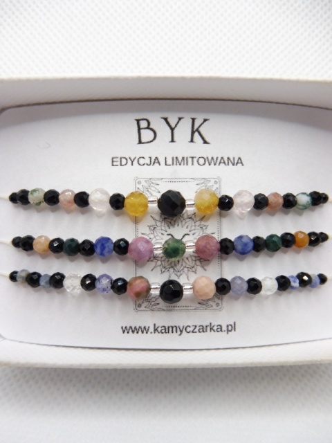 Zestaw Trzech Bransoletek z Kamieniami Naturalnymi Dla Byka