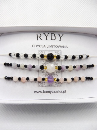 Zestaw Trzech Bransoletek z Kamieniami Naturalnymi Dla Ryby