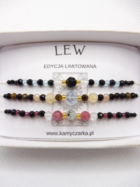 Zestaw Trzech Bransoletek z Kamieniami Naturalnymi Dla Lwa Zestaw Trzech Bransoletek z Kamieniami Naturalnymi Dla Lwa