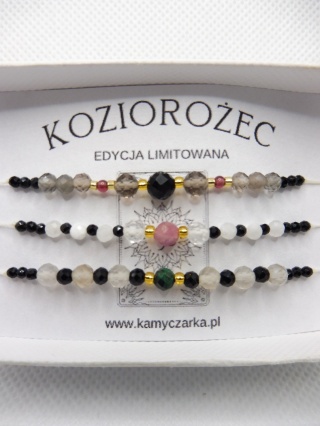 Zestaw Trzech Bransoletek z Kamieniami Naturalnymi Dla Koziorożca