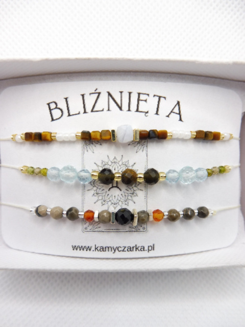 Zestaw Trzech Bransoletek z Kamieniami Naturalnymi Dla Bliźniąt Zestaw Trzech Bransoletek z Kamieniami Naturalnymi Dla Bliźniąt