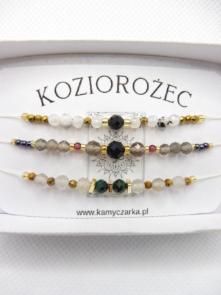 Zestaw Trzech Bransoletek z Kamieniami Naturalnymi Dla Koziorożca