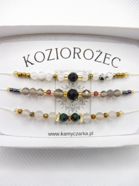 Zestaw Trzech Bransoletek z Kamieniami Naturalnymi Dla Koziorożca Zestaw Trzech Bransoletek z Kamieniami Naturalnymi Dla Koziorożca