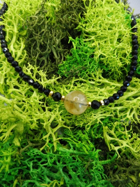 Bransoletka z Czarnym Turmalinem i Cytrynem Gold