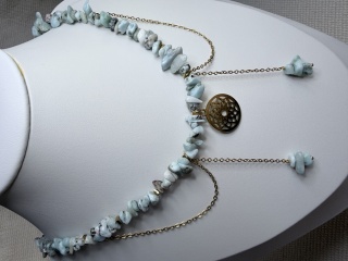 Naszyjnik Larimar Łańczuszki Stal Gold