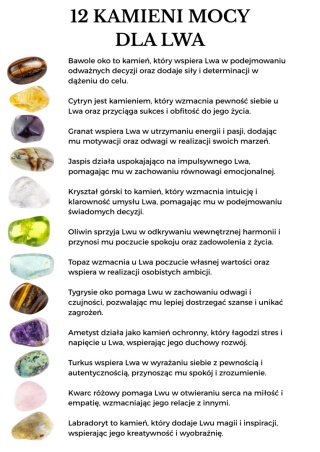 Breloczek dla Lwa z 12 Kamieniami Mocy i Czarnym Turmalinem